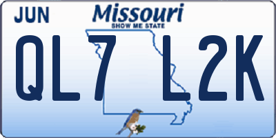 MO license plate QL7L2K