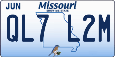 MO license plate QL7L2M