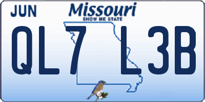 MO license plate QL7L3B