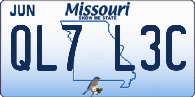 MO license plate QL7L3C