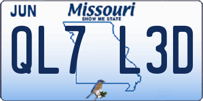 MO license plate QL7L3D
