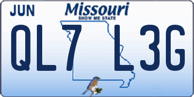 MO license plate QL7L3G