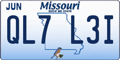 MO license plate QL7L3I
