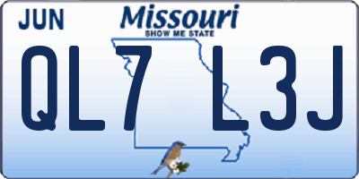 MO license plate QL7L3J