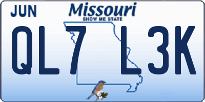 MO license plate QL7L3K