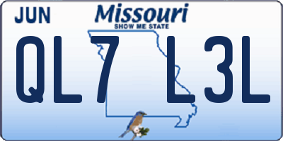 MO license plate QL7L3L