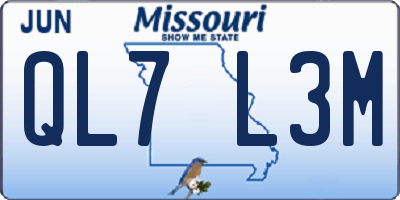 MO license plate QL7L3M