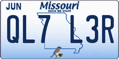MO license plate QL7L3R
