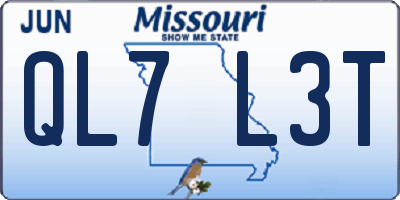 MO license plate QL7L3T