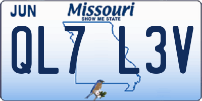 MO license plate QL7L3V