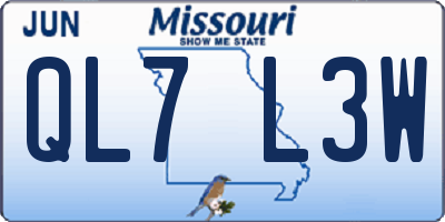 MO license plate QL7L3W
