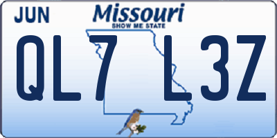 MO license plate QL7L3Z