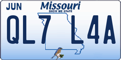 MO license plate QL7L4A