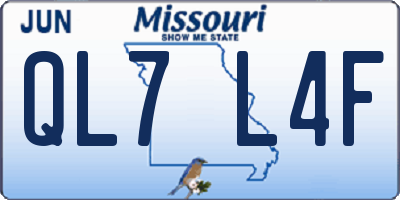 MO license plate QL7L4F