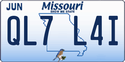 MO license plate QL7L4I