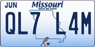MO license plate QL7L4M