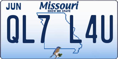 MO license plate QL7L4U