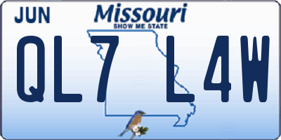 MO license plate QL7L4W