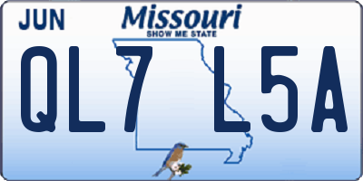 MO license plate QL7L5A