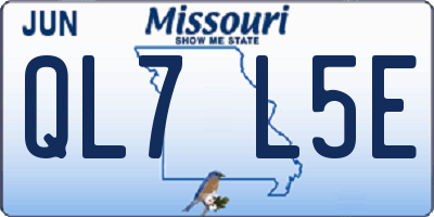 MO license plate QL7L5E