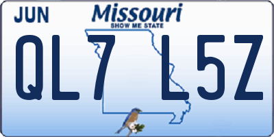 MO license plate QL7L5Z