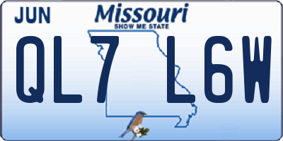 MO license plate QL7L6W