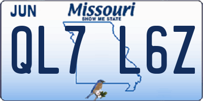 MO license plate QL7L6Z