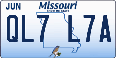 MO license plate QL7L7A
