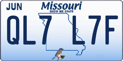MO license plate QL7L7F