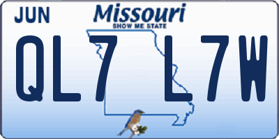MO license plate QL7L7W