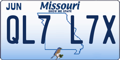 MO license plate QL7L7X
