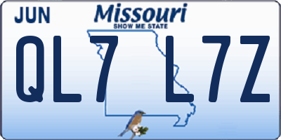 MO license plate QL7L7Z