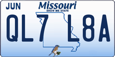 MO license plate QL7L8A