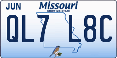 MO license plate QL7L8C