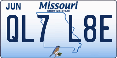 MO license plate QL7L8E