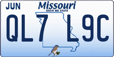 MO license plate QL7L9C