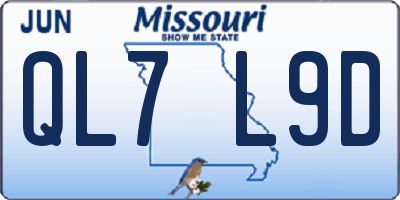 MO license plate QL7L9D