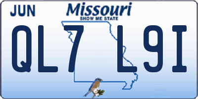 MO license plate QL7L9I