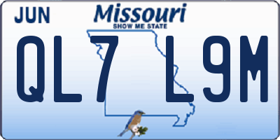 MO license plate QL7L9M