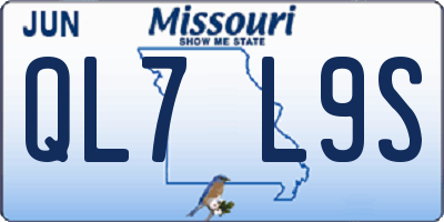 MO license plate QL7L9S
