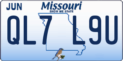 MO license plate QL7L9U