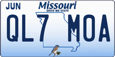 MO license plate QL7M0A