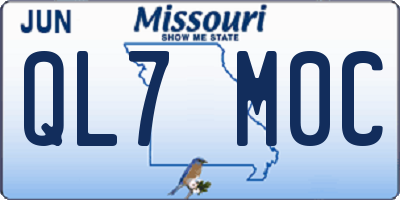 MO license plate QL7M0C