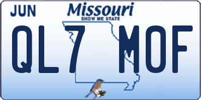 MO license plate QL7M0F