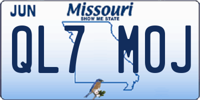MO license plate QL7M0J