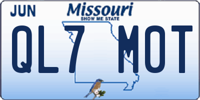 MO license plate QL7M0T