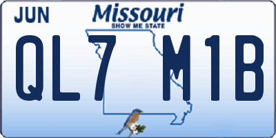 MO license plate QL7M1B