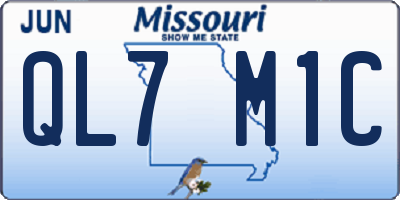 MO license plate QL7M1C