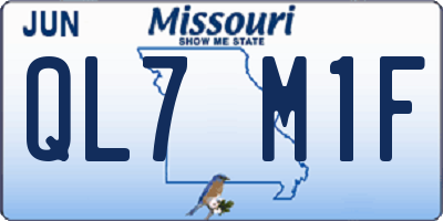 MO license plate QL7M1F