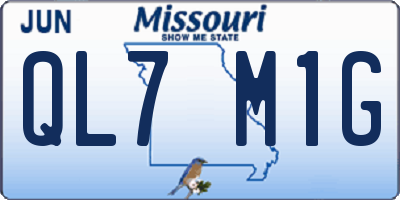 MO license plate QL7M1G